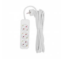 Удлинитель STANDARD 3 гнезда, 5м, 3х1,0мм², с/з, белый REXANT 13-4011