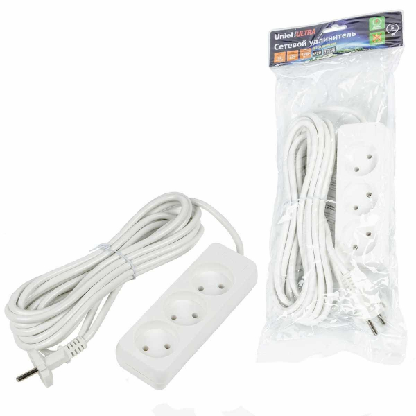 Удлинитель Uniel Ultra 3гн х 5м б/з S-CU3-5 White UL-00009984 Удлинитель Uniel Ultra 3гн х 5м б/з S-CU3-5 White UL-00009984