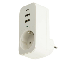Сетевой фильтр 1-местный с/з Stekker 250В, 16А, 2USB+1Type-C 2,4 A Nova, HM81-11-1, белый 50142