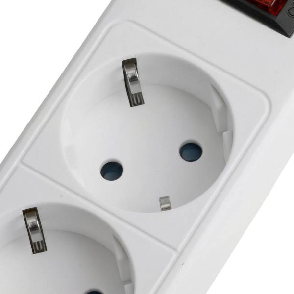 Сетевой фильтр 4-местный с/з STEKKER HM20-41-05 3x1мм2, 5 м, серия Optima, белый