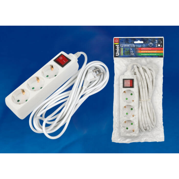 Удлинитель Uniel 3гн х 5м с/з Standard S-GCD3-5B 02922