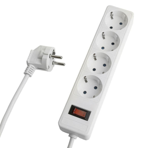 Сетевой фильтр 4-местный с/з STEKKER HM20-41-03 3x1мм2, 3 м, серия Optima, белый