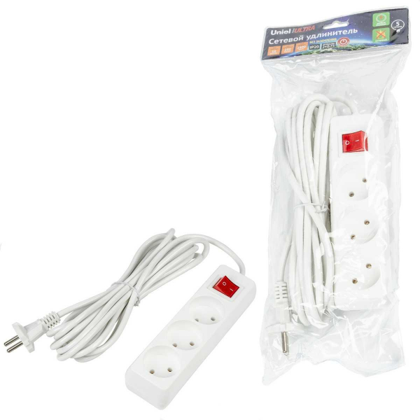 Удлинитель Uniel Ultra 3гн х 5м б/з S-CU3-5B White UL-00009996 Удлинитель Uniel Ultra 3гн х 5м б/з S-CU3-5B White UL-00009996