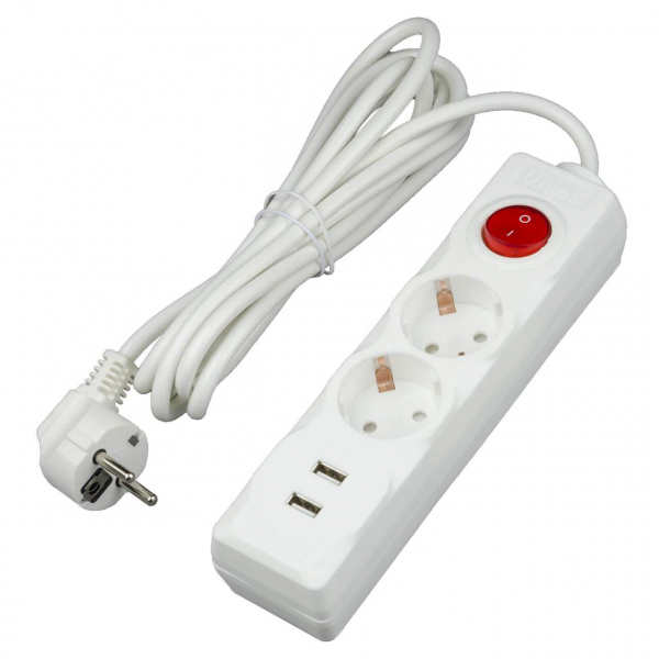 Удлинитель Uniel 2гн х 3м c/з Standard S-GCD2-3BU White UL-00006677 Удлинитель Uniel 2гн х 3м c/з Standard S-GCD2-3BU White UL-00006677