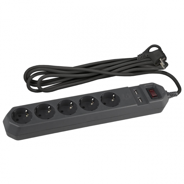 Сетевой фильтр ЭРА USF-5es-1.5m-USB-B Б0019036 Сетевой фильтр ЭРА USF-5es-1.5m-USB-B Б0019036