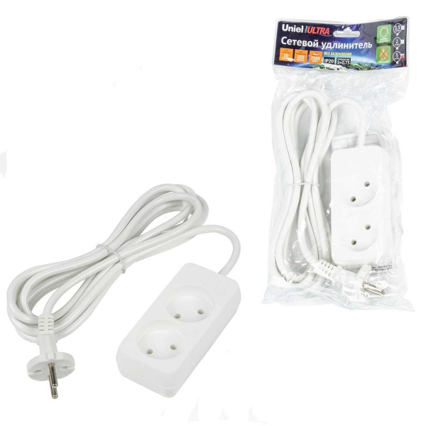 Удлинитель Uniel Ultra 2гн х 3м б/з S-CU2-3 White UL-00009977 Удлинитель Uniel Ultra 2гн х 3м б/з S-CU2-3 White UL-00009977