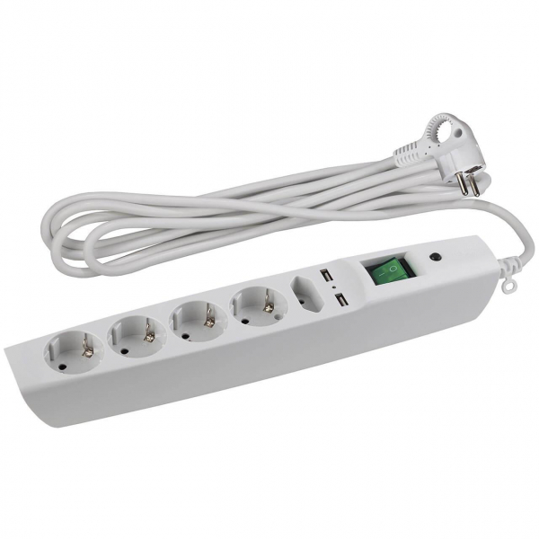 Сетевой фильтр ЭРА SFU-5es-2m-W C0043327 Сетевой фильтр ЭРА SFU-5es-2m-W C0043327