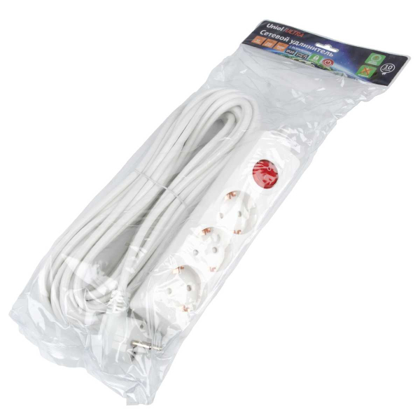 Удлинитель Uniel Ultra 3гн х 10м с/з S-GCU3-10B White UL-00010014