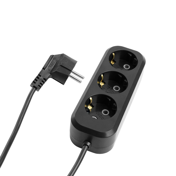 Удлинитель 3-местный с/з Stekker, HM01-30-05, 5м, 3x0,75 Home (У10-002), черный 50420