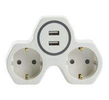 Разветвитель сетевой с 2хUSB Stekker 2гн с/з ADP16-14-20 32872