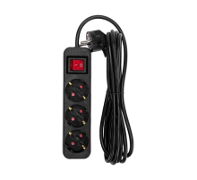 Удлинитель STANDARD 3 гнезда, 3м, 3х1,0мм², с/з, с выключателем, черный REXANT 13-4019