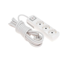 Удлинитель PREMIUM 3 гнезда, 5м, 3х1,5мм², с/з, с выключателем, белый REXANT 13-4105