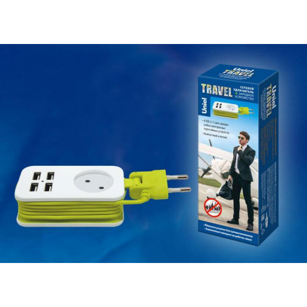Удлинитель Uniel 1гн х 1,5м б/з Travel S-CT1-1,5U White/Green UL-00003331 Удлинитель Uniel 1гн х 1,5м б/з Travel S-CT1-1,5U White/Green UL-00003331