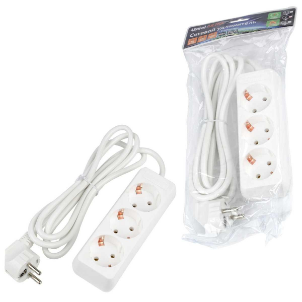Удлинитель Uniel Ultra 3гн х 2м с/з S-GCU3-2 White UL-00010000 Удлинитель Uniel Ultra 3гн х 2м с/з S-GCU3-2 White UL-00010000