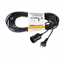 Удлинитель-шнур PROconnect ПВС 2х0.75, 10 м, б/з, 6 А, 1300 Вт, IP20, черный (Сделано в России) 11-7114