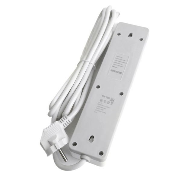 Сетевой фильтр 3-местный с/з STEKKER HM20-31-03 3x1мм2, 3 м, 250В, 16А, серия Optima, белый