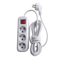 Удлинитель трехместный с/з с выключателем Stekker HM03-31-02 3x0,75, 2м Home (У10А-002), белый 39197