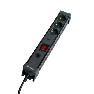 Сетевой фильтр 3-местный с/з Stekker 3x1мм2, 3 м, 250В, 16А Techno, HM22-31-03, черный 50154