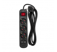 Удлинитель STANDARD 3 гнезда, 3м, 3х1,0мм², с/з, с выключателем, 2 USB, черный REXANT 13-4022