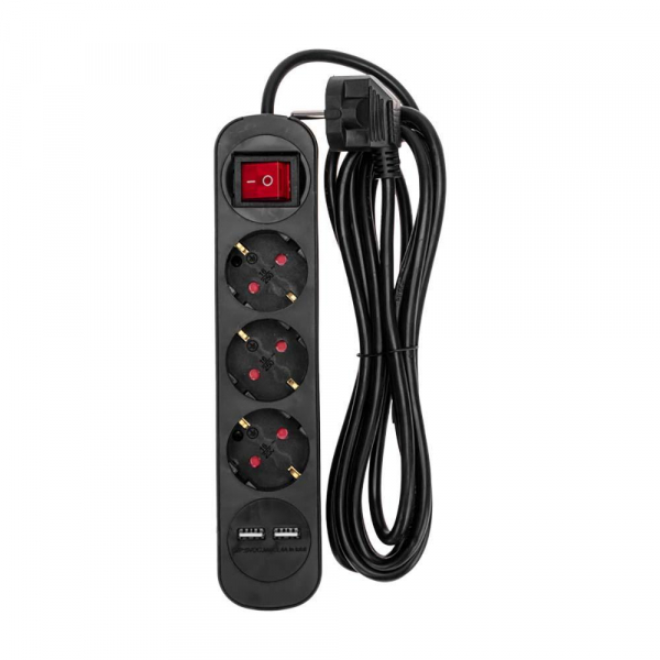Удлинитель STANDARD 3 гнезда, 3м, 3х1,0мм², с/з, с выключателем, 2 USB, черный REXANT 13-4022 Удлинитель STANDARD 3 гнезда, 3м, 3х1,0мм², с/з, с выключателем, 2 USB, черный REXANT 13-4022