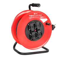 Удлинитель на катушке 'Гефест 2.0' 4 гнезда 20м с заземлением и предохранителем КГ 3*2,5 16А/3,5кВт IP44 PROxima UKG02-16-R325-4-20-IP44