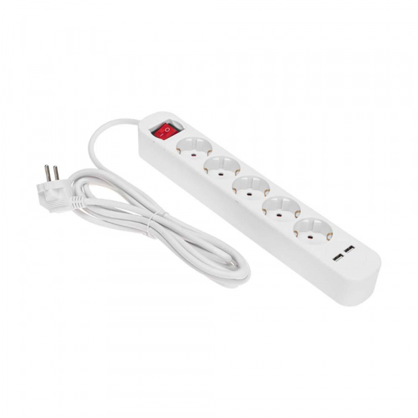 Удлинитель STANDARD 5 гнезд, 3м, 3х1,0мм², с/з, с выключателем, 2 USB, белый REXANT 13-4035 Удлинитель STANDARD 5 гнезд, 3м, 3х1,0мм², с/з, с выключателем, 2 USB, белый REXANT 13-4035