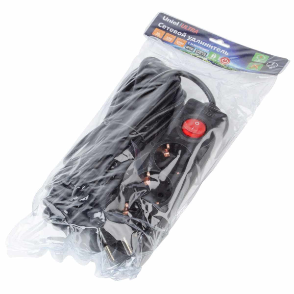 Удлинитель Uniel Ultra 3гн х 7м с/з S-GCU3-7B Black UL-00010020