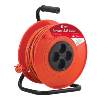 Удлинитель на катушке 'Атлант 2.0' 4 гнезда 40м без заземления ПВС 2*0,75 6А/1,3кВт PROxima UKA02-06-275-4-40