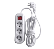 Удлинитель трехместный с/з с выключателем Stekker HM03-31-05 3x0,75, 5м Home (У10А-002), белый 39199