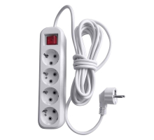 Удлинитель четырехместный с/з с выключателем Stekker HM03-41-02 3x0,75, 2м Home (У10А-003), белый 39523