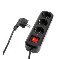 Удлинитель трехместный с/з с выключателем Stekker HM03-31-03 3x0,75, 3м Home (У10А-002), черный 50422