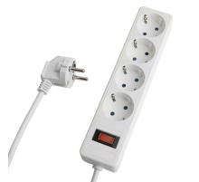 Сетевой фильтр 4-местный с/з STEKKER HM20-41-02 3x1мм2, 1,8 м, серия Optima, белый