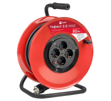 Удлинитель на катушке 'Гефест 2.0' 4 гнезда 50м с заземлением и предохранителем КГ 3*1,5 16А/3,5кВт PROxima UKG02-16-R315-4-50