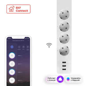 Умный удлинитель EKF Connect PRO Wi-Fi c USB RCE-2-WF