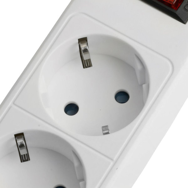 Сетевой фильтр 5-местный с/з STEKKER HM20-51-03 3x1мм2, 3 м, серия Optima, белый