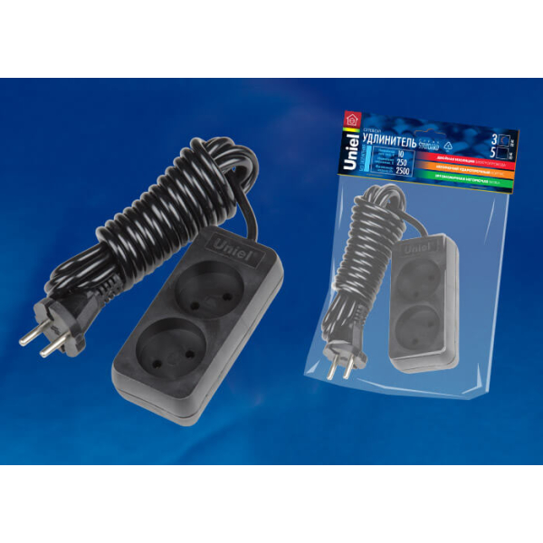 Удлинитель Uniel 2гн х 3м б/з Standard S-CD2-3 Black UL-00003603