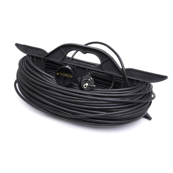 Удлинитель-шнур на рамке 1-местный с/з Stekker, HM02-01-50, 50м 3*0,75, серия Home (УХз-10), черный 39226