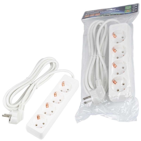 Удлинитель Uniel Ultra 4гн х 3м с/з S-GCU4-3 White UL-00010006 Удлинитель Uniel Ultra 4гн х 3м с/з S-GCU4-3 White UL-00010006