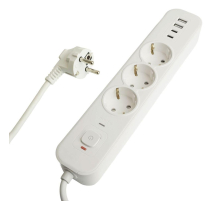 Сетевой фильтр 3-местный с/з STEKKER 3x1мм2, 5 м, 250В, 16А, 2 USB-A+2 Type-C 3, серия Nova, белый