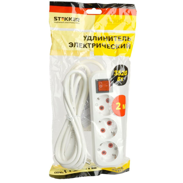 Удлинитель Stekker Home 3гн 3м с/з HM07-31-03 49354