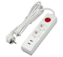 Удлинитель Uniel 2гн х 3м c/з Standard S-GCD2-3BU White UL-00006677