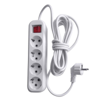 Удлинитель четырехместный с/з с выключателем Stekker HM03-41-05 3x0,75, 5м Home (У10А-003), белый 39525