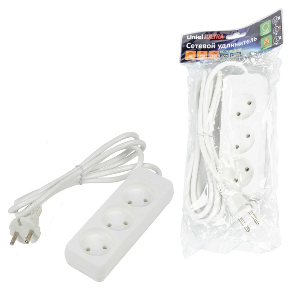 Удлинитель Uniel Ultra 3гн х 2м б/з S-CU3-2 White UL-00009981