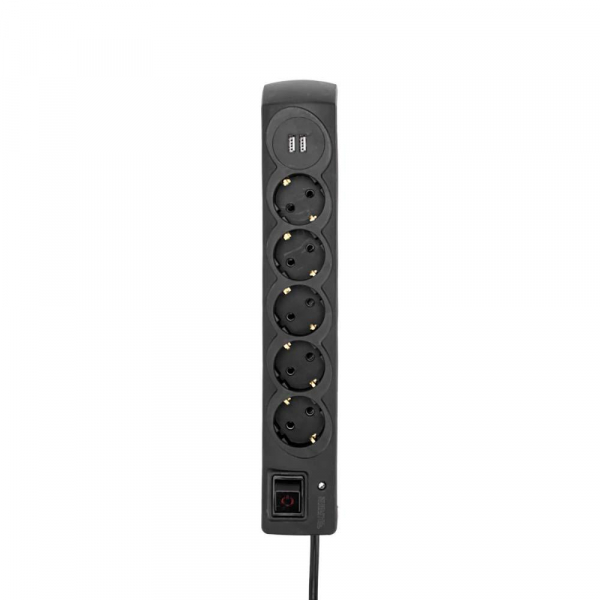 Фильтр сетевой 5 гнезд, 5м, 3х1,5мм², с автовыкл, 2 USB, черный KRANZ 13-4703 Фильтр сетевой 5 гнезд, 5м, 3х1,5мм², с автовыкл, 2 USB, черный KRANZ 13-4703