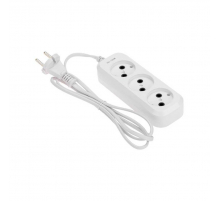 Удлинитель 3 гнезда, 1,5м, 2х0,75мм², б/з, белый PROconnect 13-4205