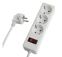 Сетевой фильтр 3-местный с/з STEKKER HM20-31-03 3x1мм2, 3 м, 250В, 16А, серия Optima, белый