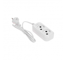 Удлинитель 2 гнезда, 1,5м, 2х0,75мм², б/з, белый PROconnect 13-4200