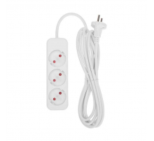 Удлинитель STANDARD 3 гнезда, 3м, 2х1,0мм², б/з, белый REXANT 13-4007