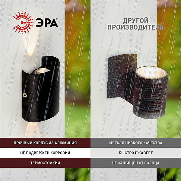 Уличный настенный светильник ЭРА Pictor WL57-2 BK Б0064544