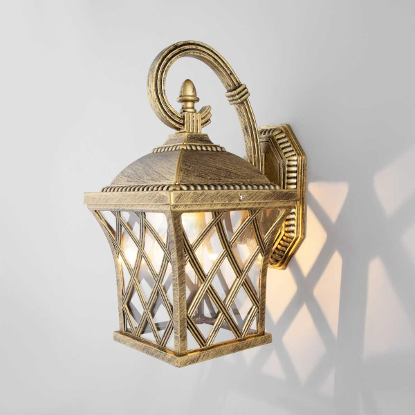 Уличный настенный светильник Elektrostandard Cassiopeya D черное золото a025295